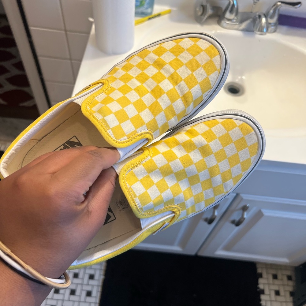 Yellow Checkered Slip-On Vans
